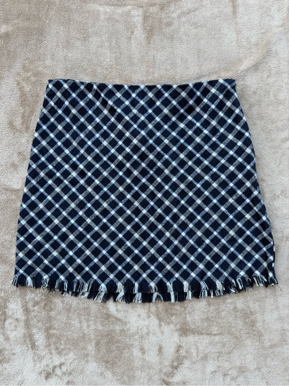 Gilli Plaid Fringe Mini Skirt